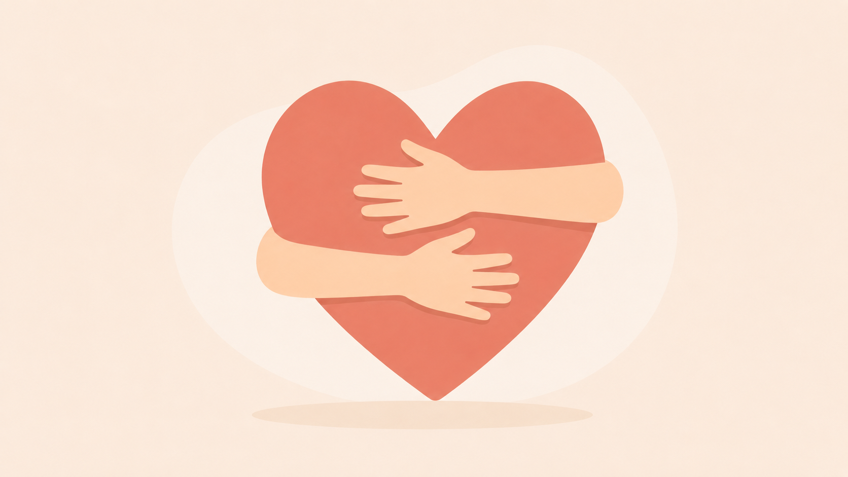 Ilustración que muestra unos brazos abrazando un corazón